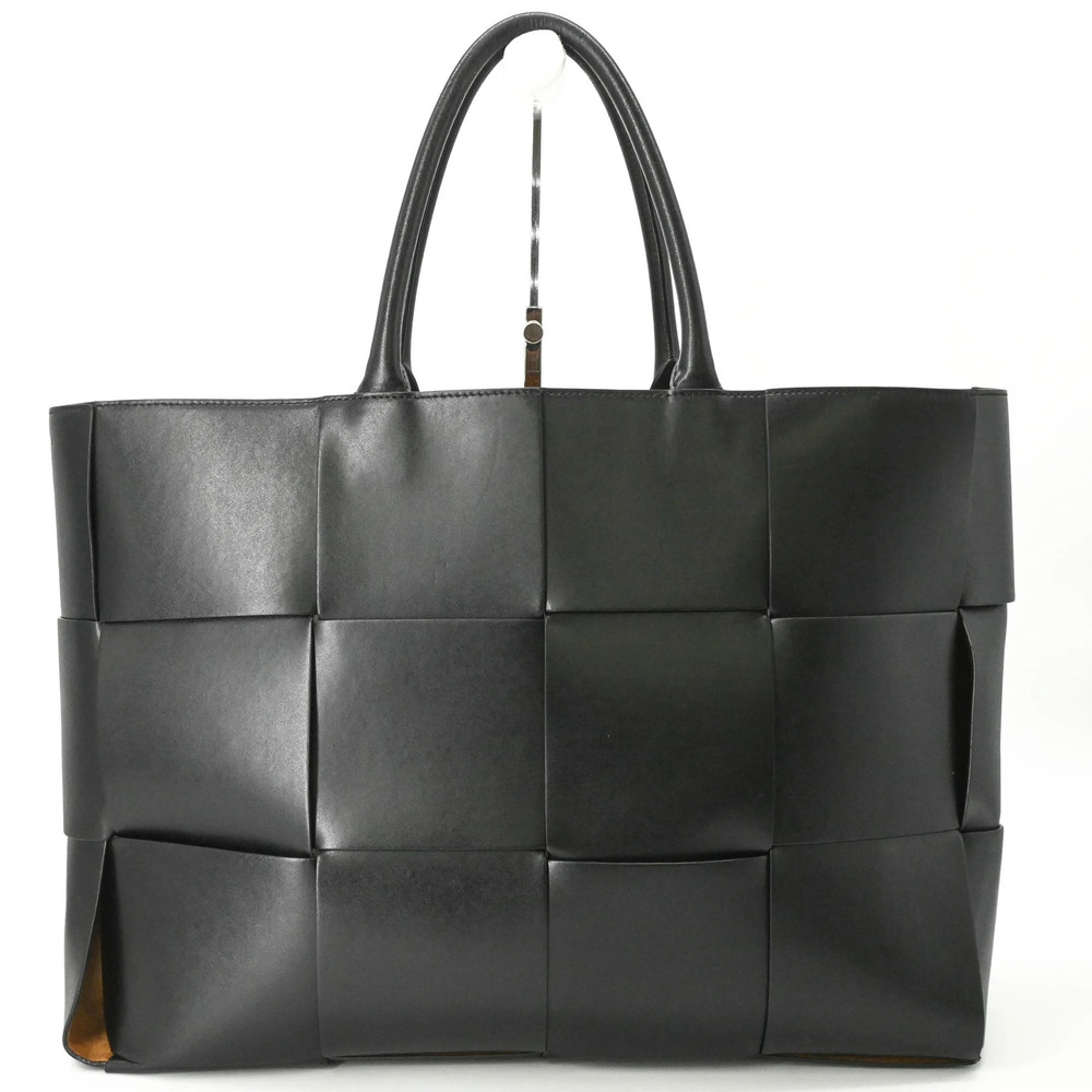 BOTTEGA VENETA Large Arco Tote Bag, Intrecciato Leather, Black, IC Chip